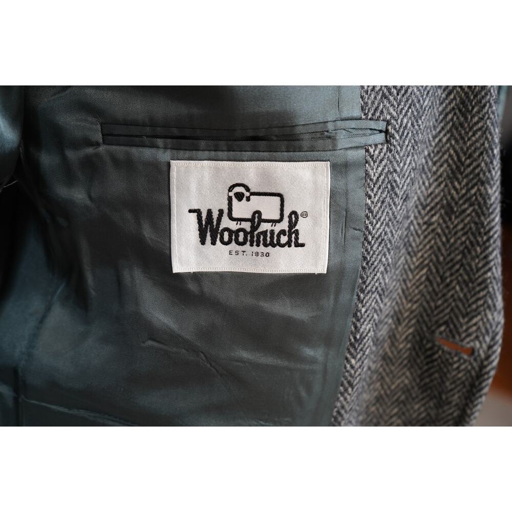 Woolrich Mens 42 Sport Coat Gray Herringbone Tweed 100% Wool Blazer Vintage USA - Picture 7 of 7